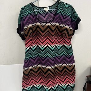 Sonoma Maternity Women's Top Short Sleeve Black Floral Ties Size M